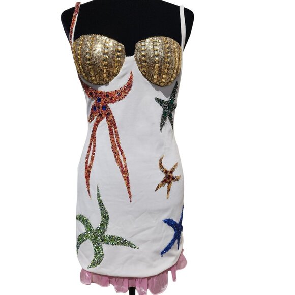 Luxury Cocktail Party Beaded Wedding Evening Crystals Runway Designer Prom Dress - Picture 10 of 16